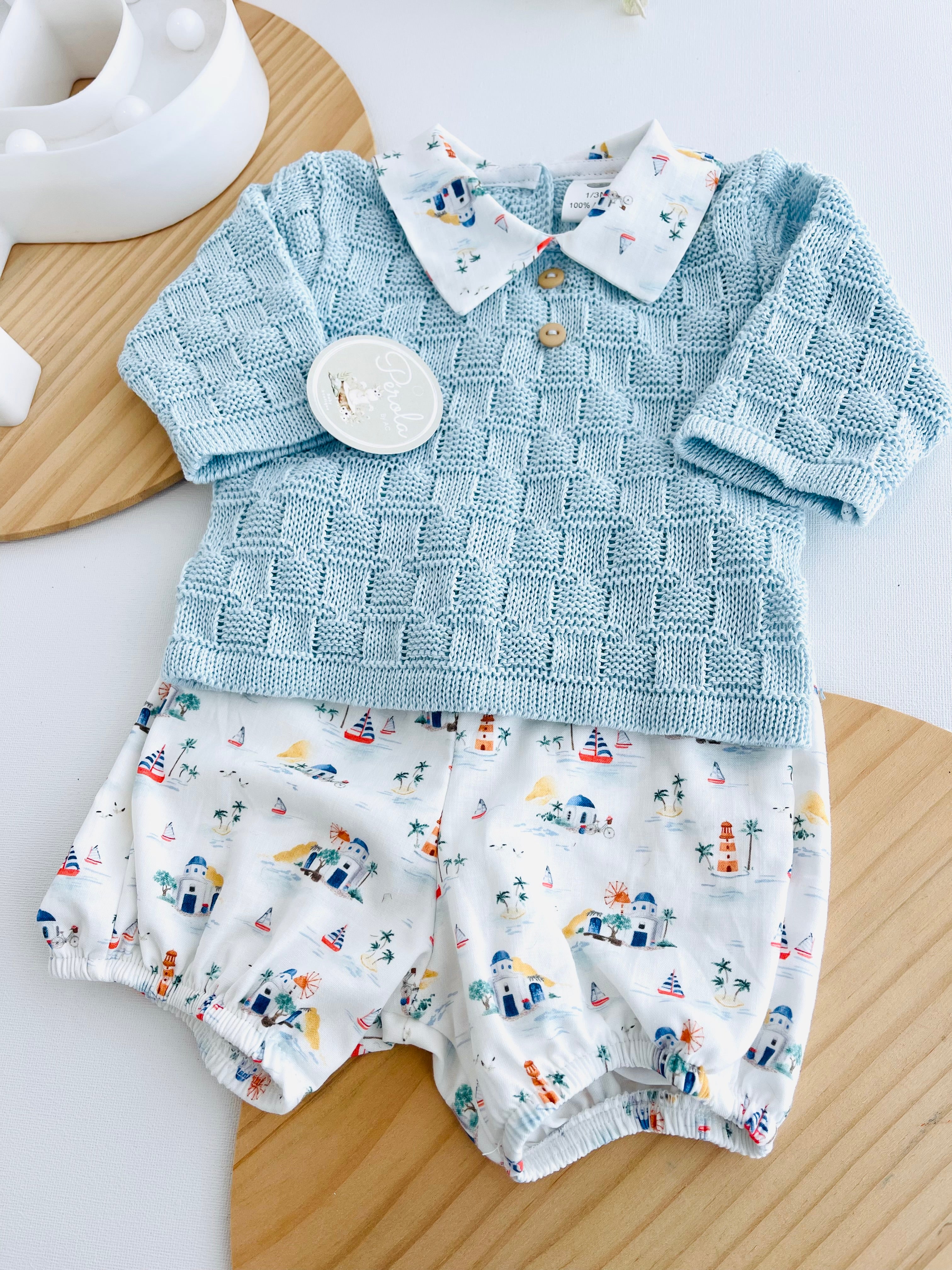 Conjunto barcos: Camisola e calções - Primavera Verão