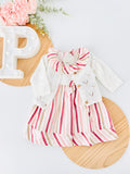 Vestido riscas em pérola