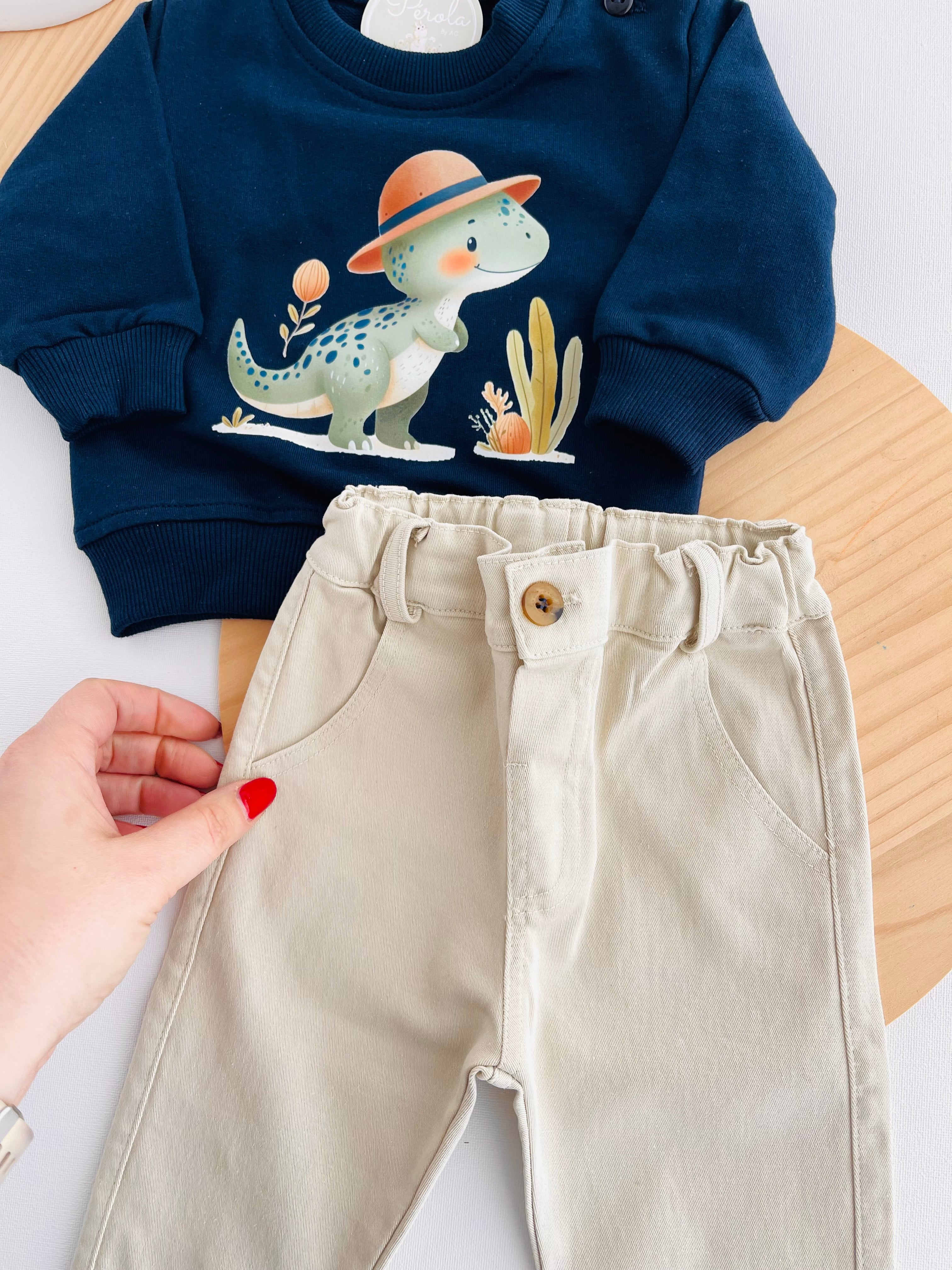 Conjunto explorador: calças em sarja e camisola (3-24m)