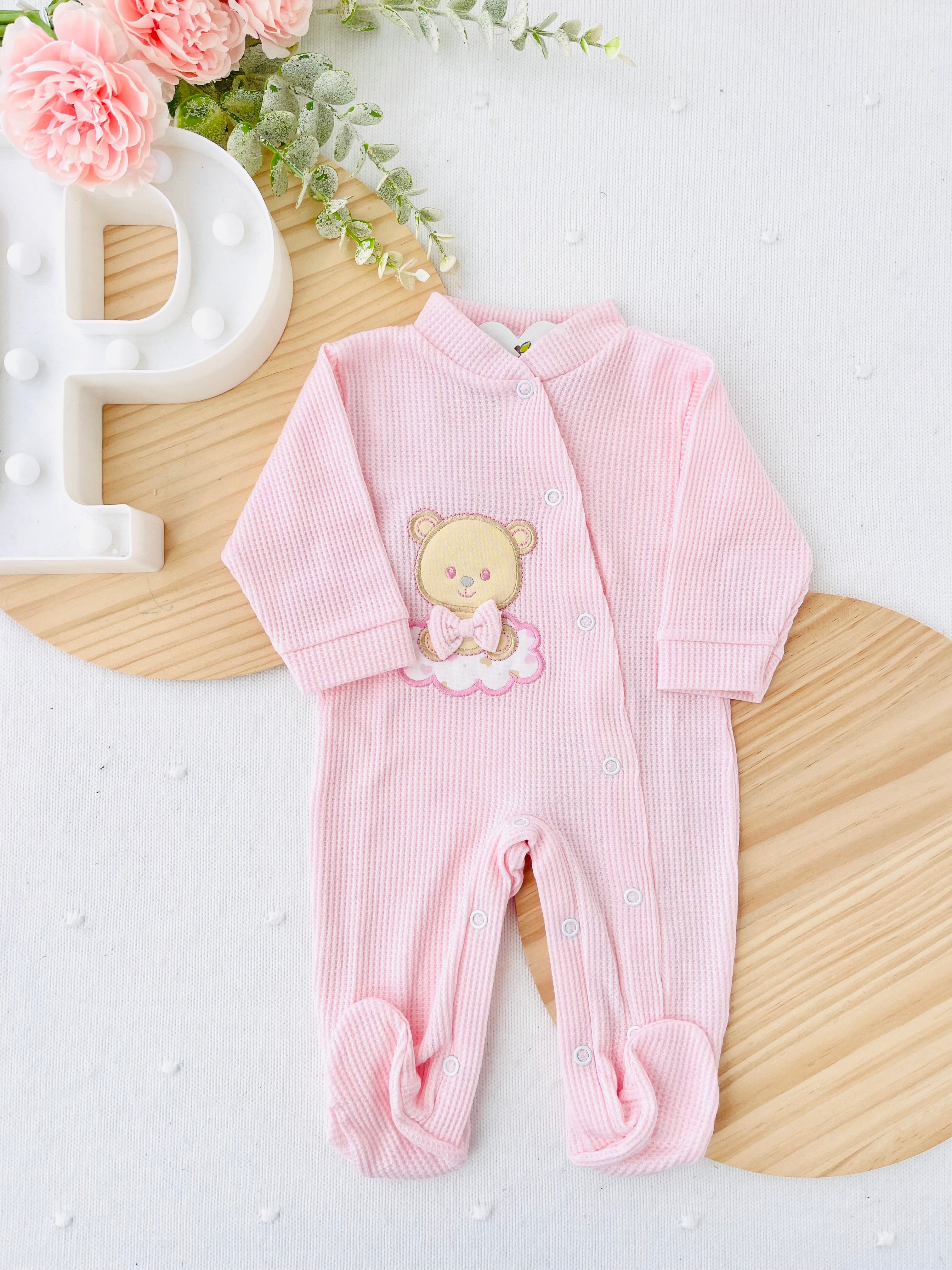 Babygrow ursinho com laço em algodão