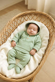 Conjunto Bebé verde com Capuz - Camisola e Calças Cardadas (3-36m)