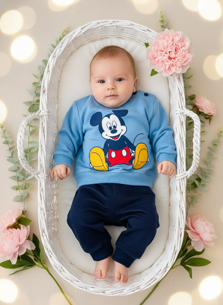 Camisola e calças “ganga” Mickey azul