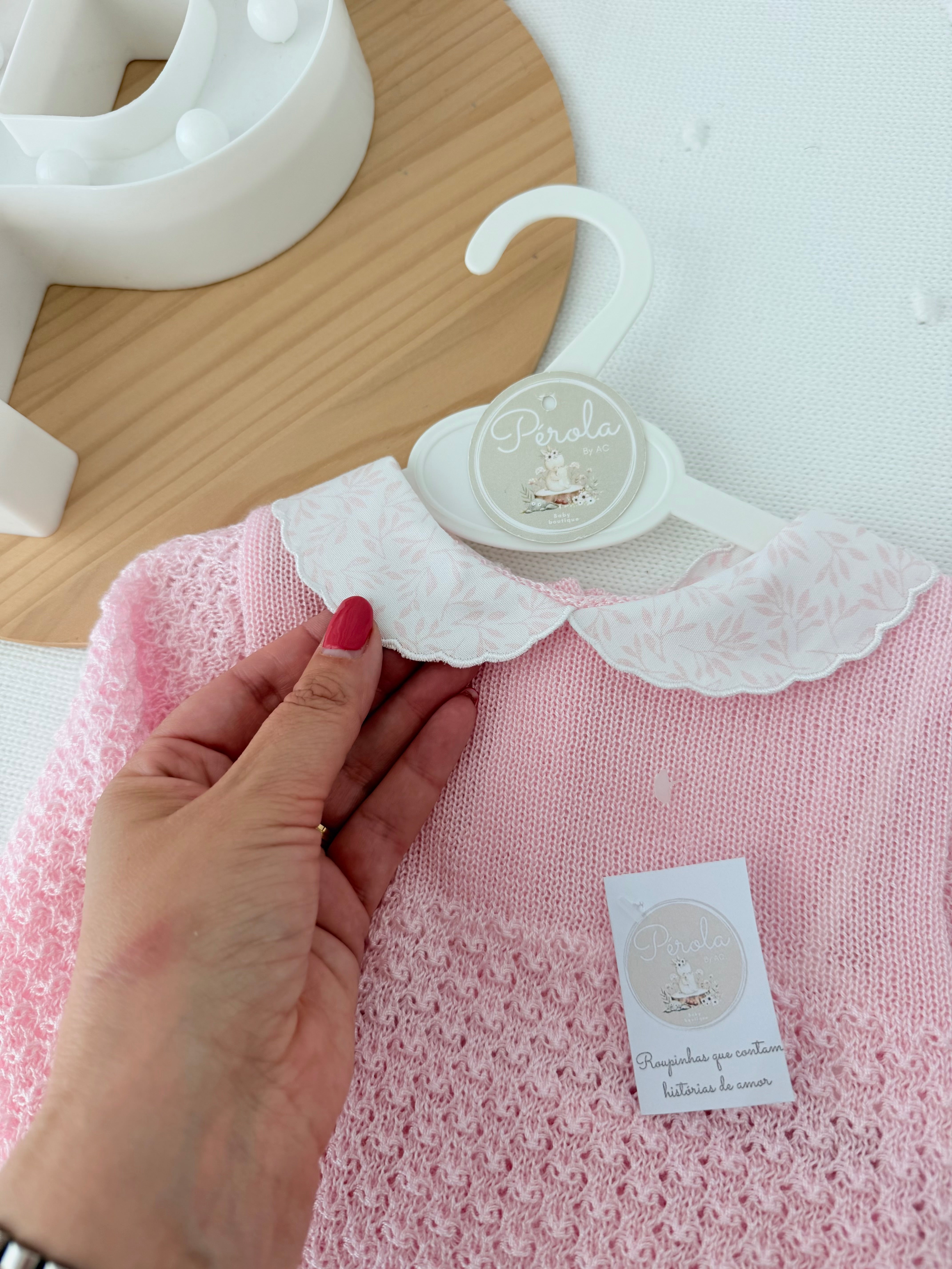 Conjunto rosa: camisola e tapa fraldas 1/3M
