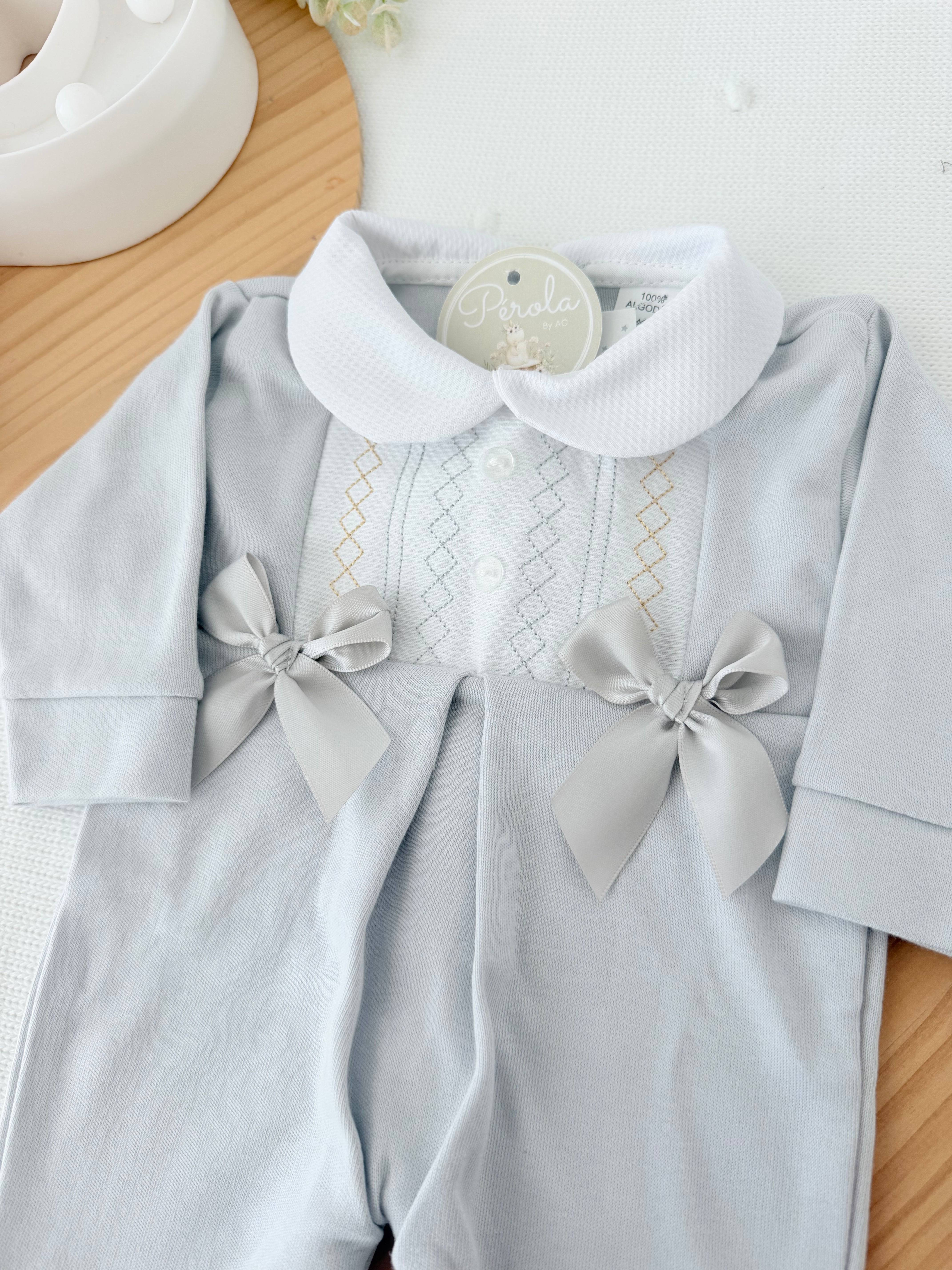 Babygrow algodão laços