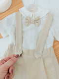 Conjunto especial cerimónia para menino: calções, camisa e laço