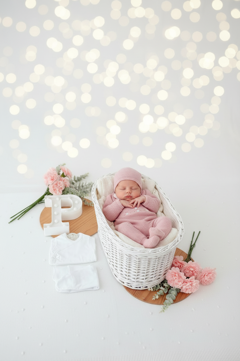 Pack saída de maternidade Rosa velho  5 peças: body, calças, jardineiras, camisola e gorro