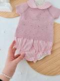Conjunto riscas rosa: camisola e tapa fraldas