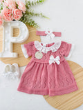 Vestido e fita para cabelo rosa velho/branco