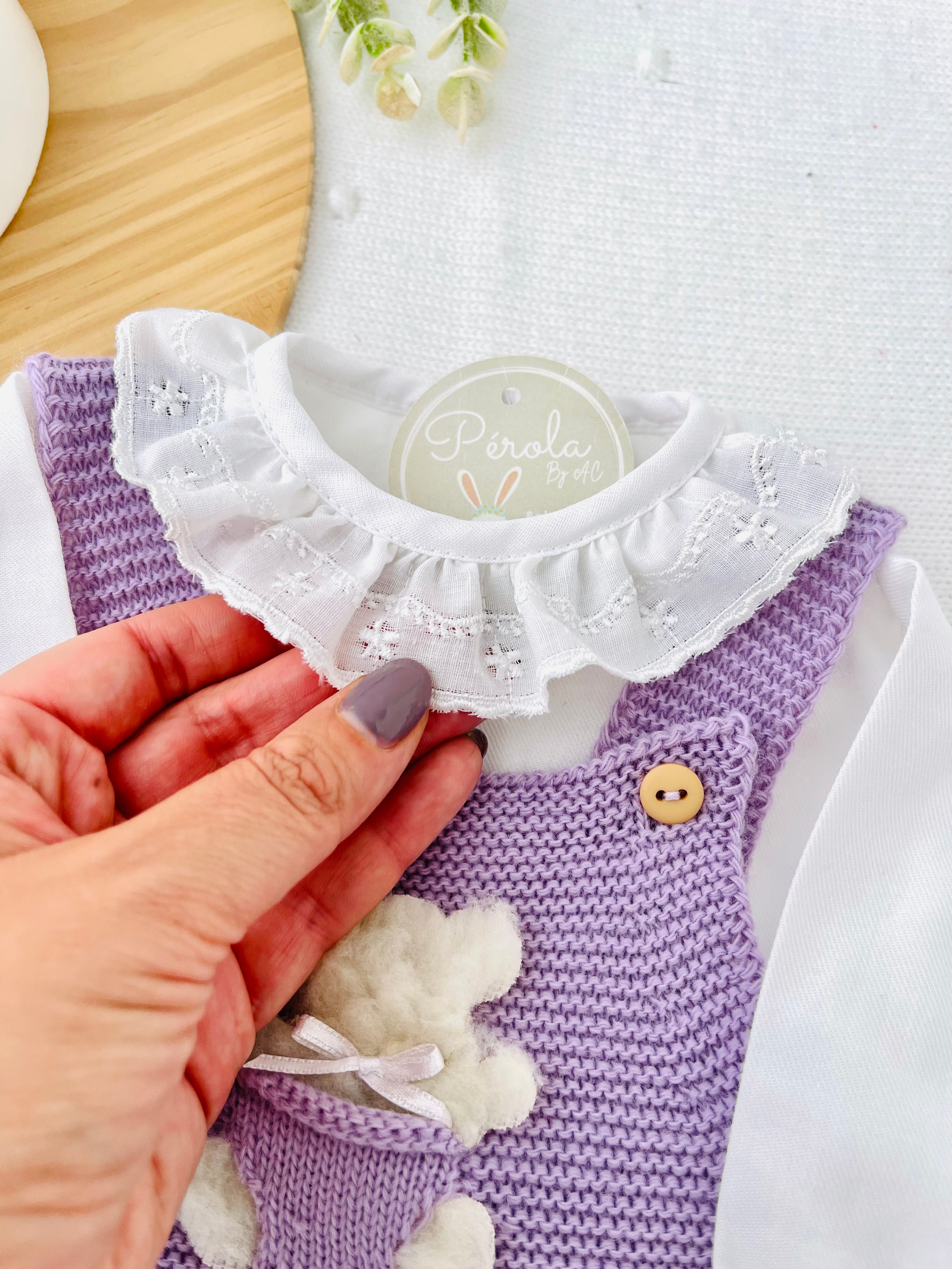 Conjunto ursinho: vestido, blusa e touca