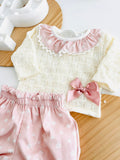 Conjunto rosa: Camisola e calções - Primavera Verão
