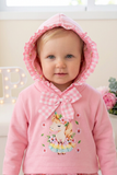 Conjunto Unicórnio Encantado Rosa – Camisola com Capuz e Tapa-Fraldas 6-36M