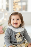 Conjunto cãozinho: camisola e saia com tapa fraldas