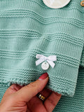 Conjunto malha quentinha riscas: camisola, calças e gorro