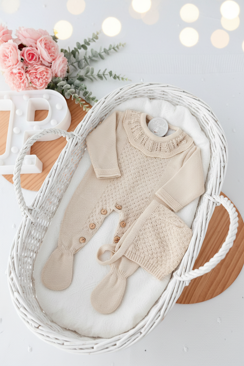 Conjunto Baby love: Babygrow e touca recém nascido
