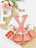 Conjunto Salmão : fofo, blusa e laço