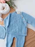 Conjunto malha 100% algodão: camisola, calças e gorro