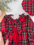 Conjunto Menina Tartan Vermelho - Vestido e Bóina