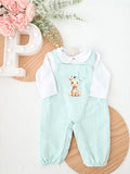 Conjunto girafa verde: Jardineiras e camisola 3-12M