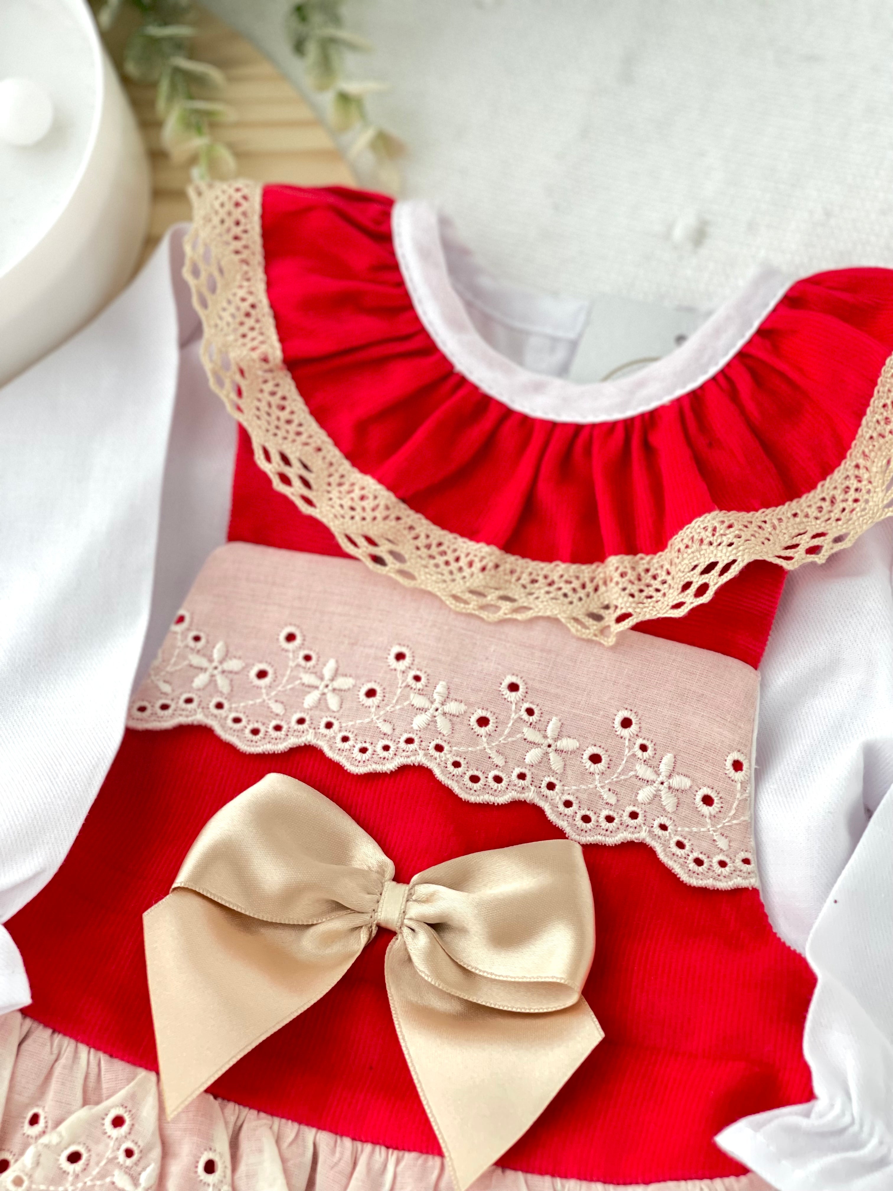 Conjunto Maria: fofo e blusa bombazina vermelho