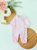 Babygrow Rosa tema flores em algodão