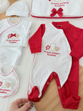 Conjunto primeira roupinha em vermelho - 6 peças