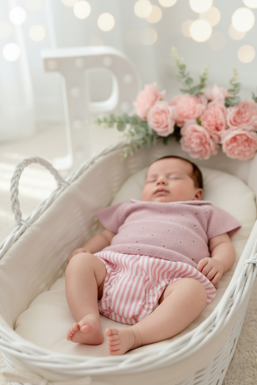 Conjunto riscas rosa: camisola e tapa fraldas