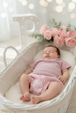Conjunto riscas rosa: camisola e tapa fraldas