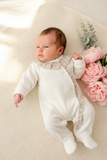 Babygrow tema flores em VELUDO pérola
