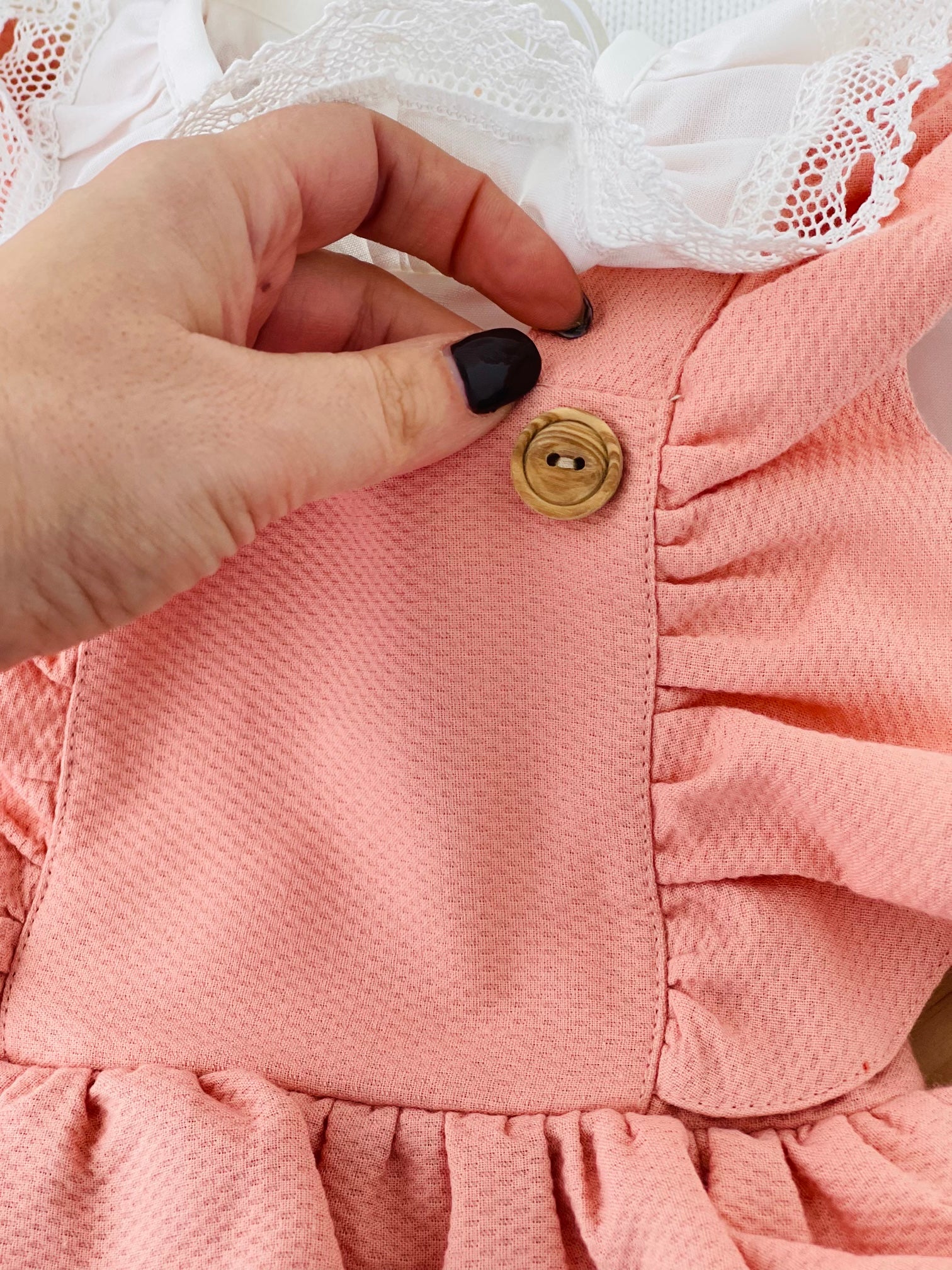 Conjunto folhinhos salmão : blusa manga comprida e fofo