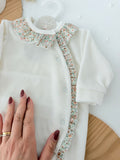Babygrow tema flores em VELUDO pérola