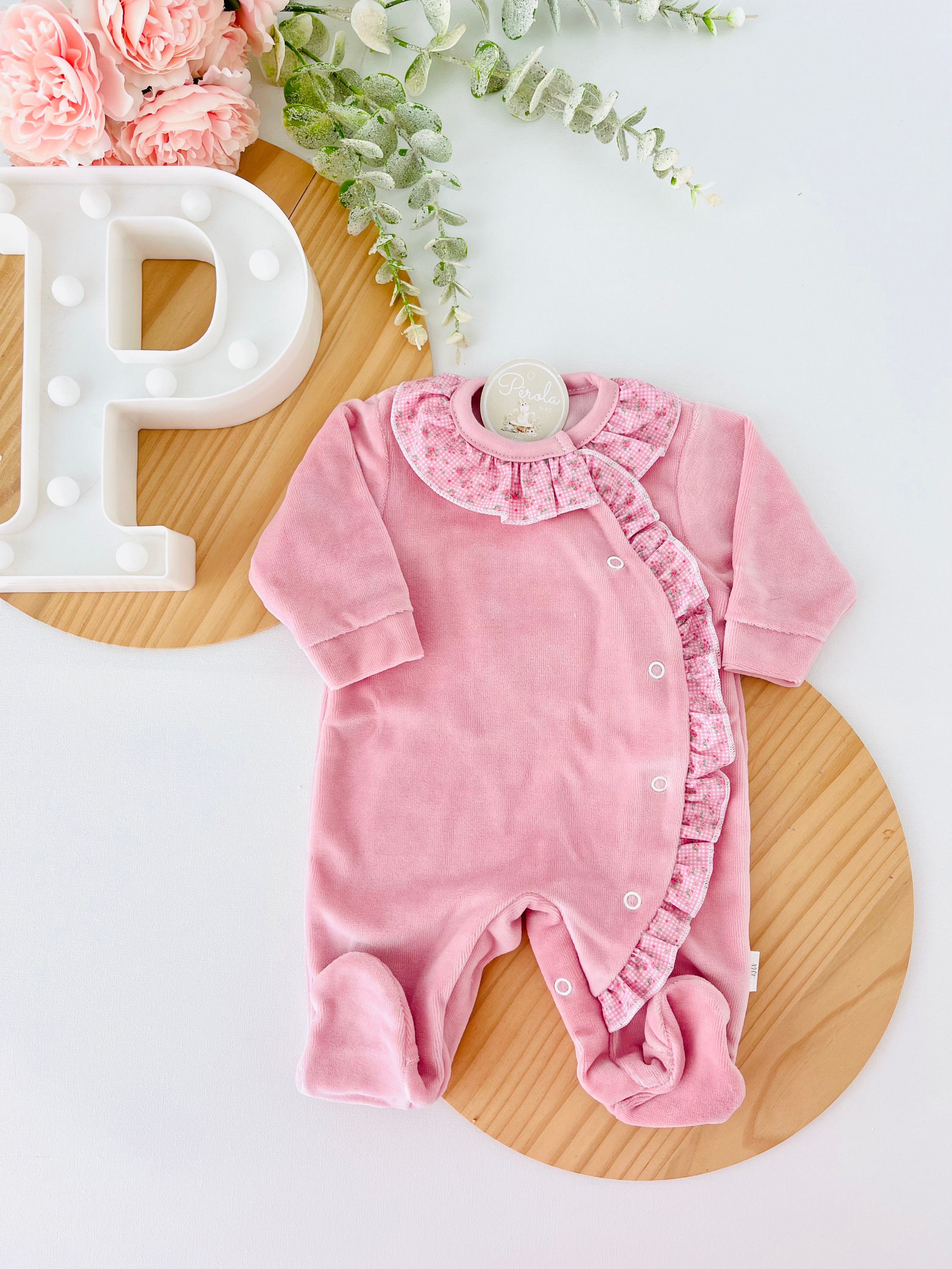 Babygrow tema flores em VELUDO