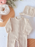 Babygrow e touca Bege em malha Outono Inverno