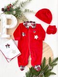Babygrow vermelho Estrelas GOLA CAMISA- xadrez Premium