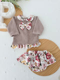 Conjunto castanho: camisola e saia/tapa fraldas