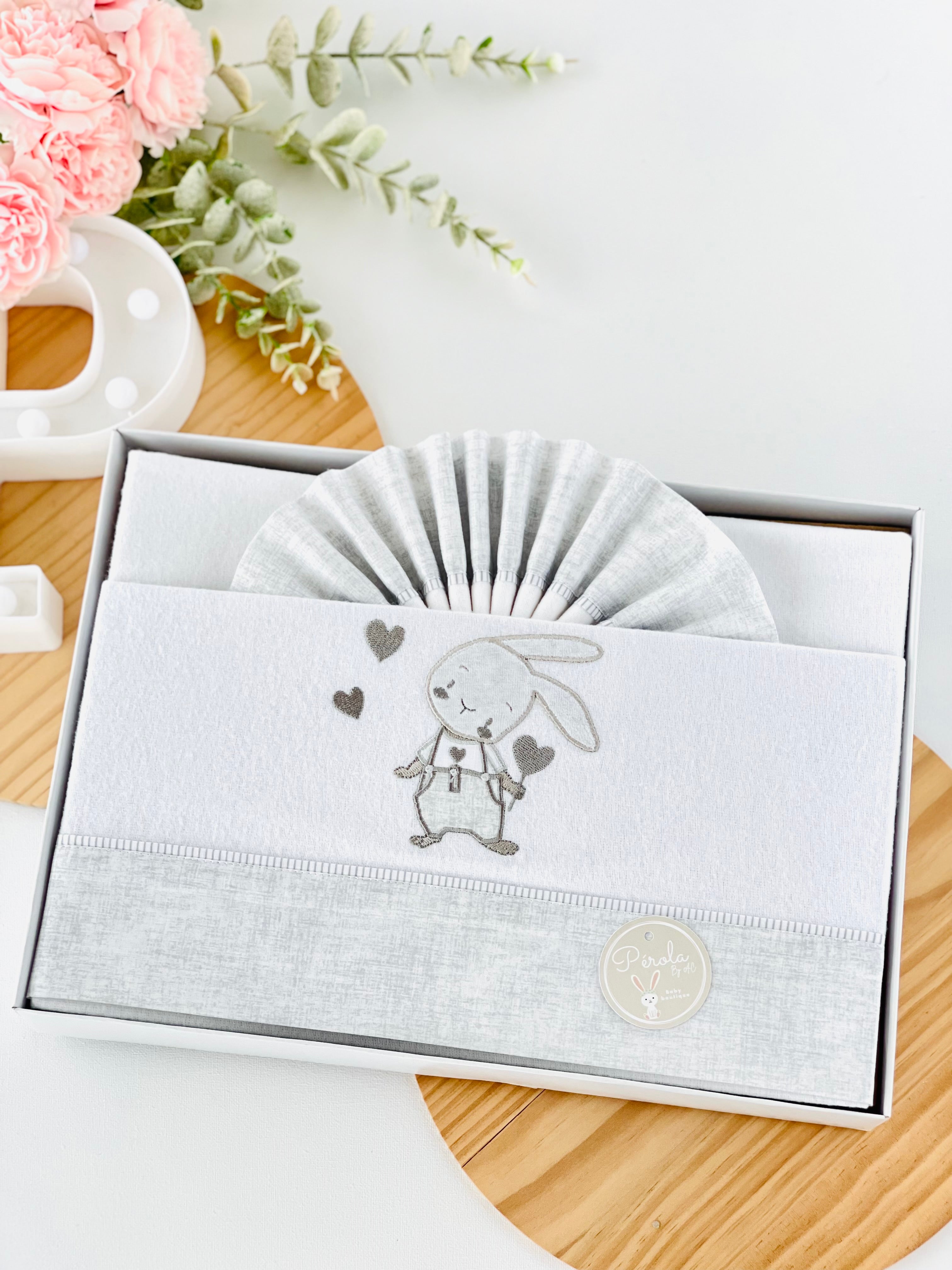 Lençóis flanela cama de grades- coelhinho