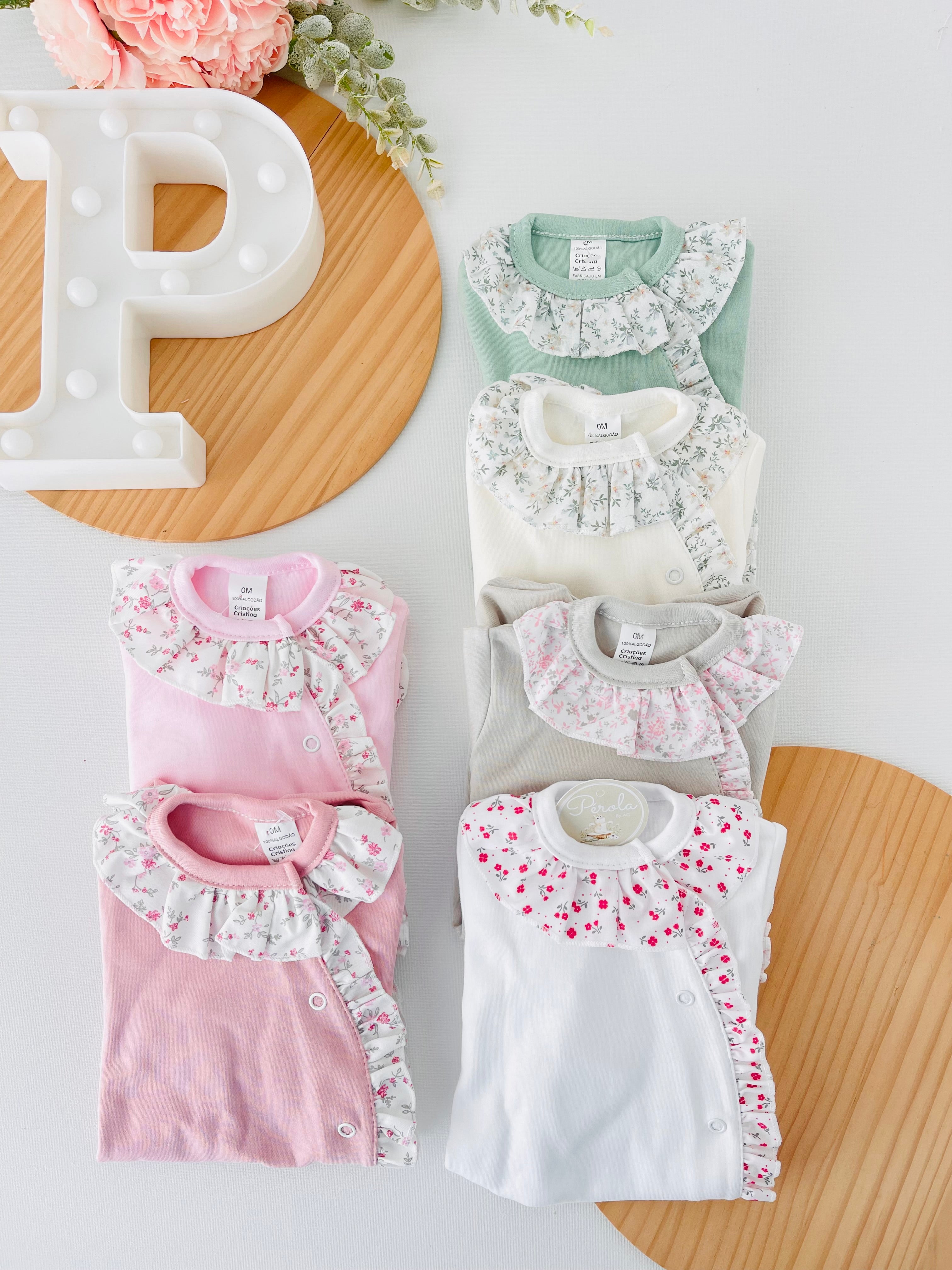 Babygrow tema flores em algodão