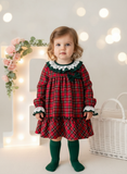 Vestido tartan com detalhes em verde