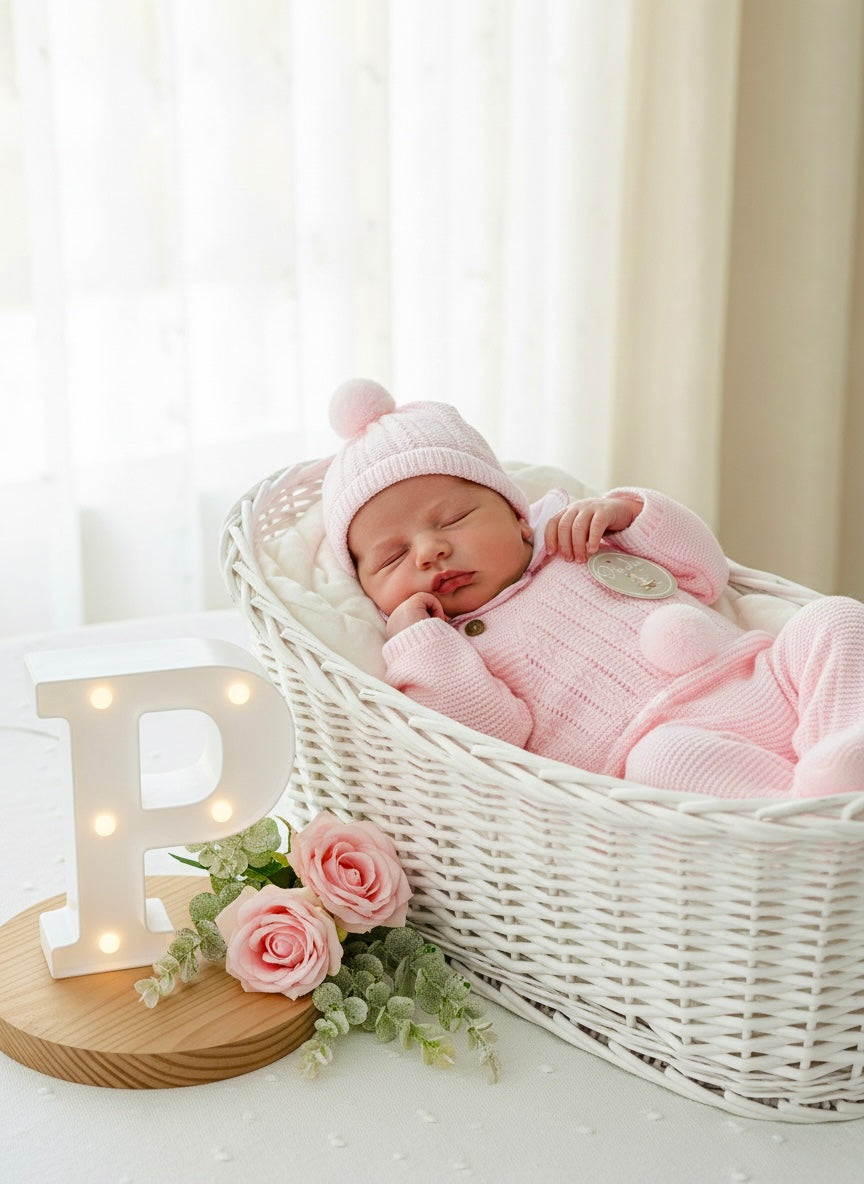 Conjunto Pompom ROSA : jardineiras, camisola e gorro
