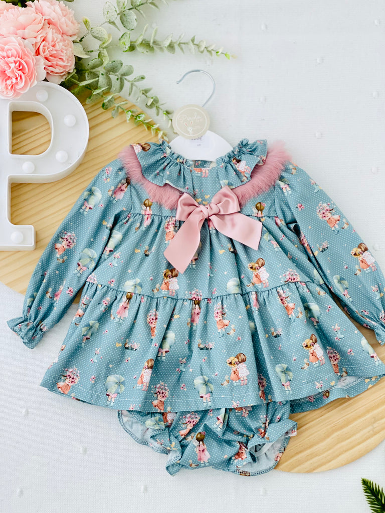 Conjunto bonequinha: vestido e tapa fraldas