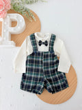 Conjunto xadrez verde menino 6-12-18M
