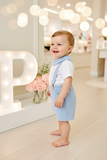 Conjunto Pequeno Príncipe: calções com suspensórios e camisa 3-12M