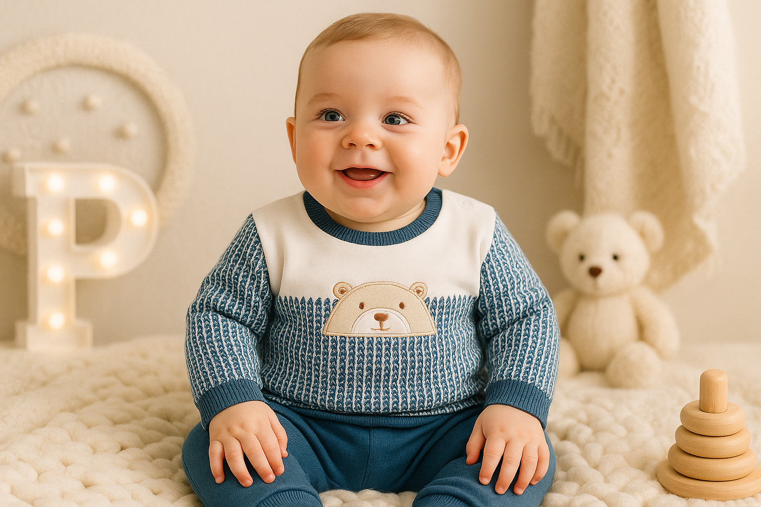 Fato de treino ursinho com efeito camisa- com carda (3-18m)