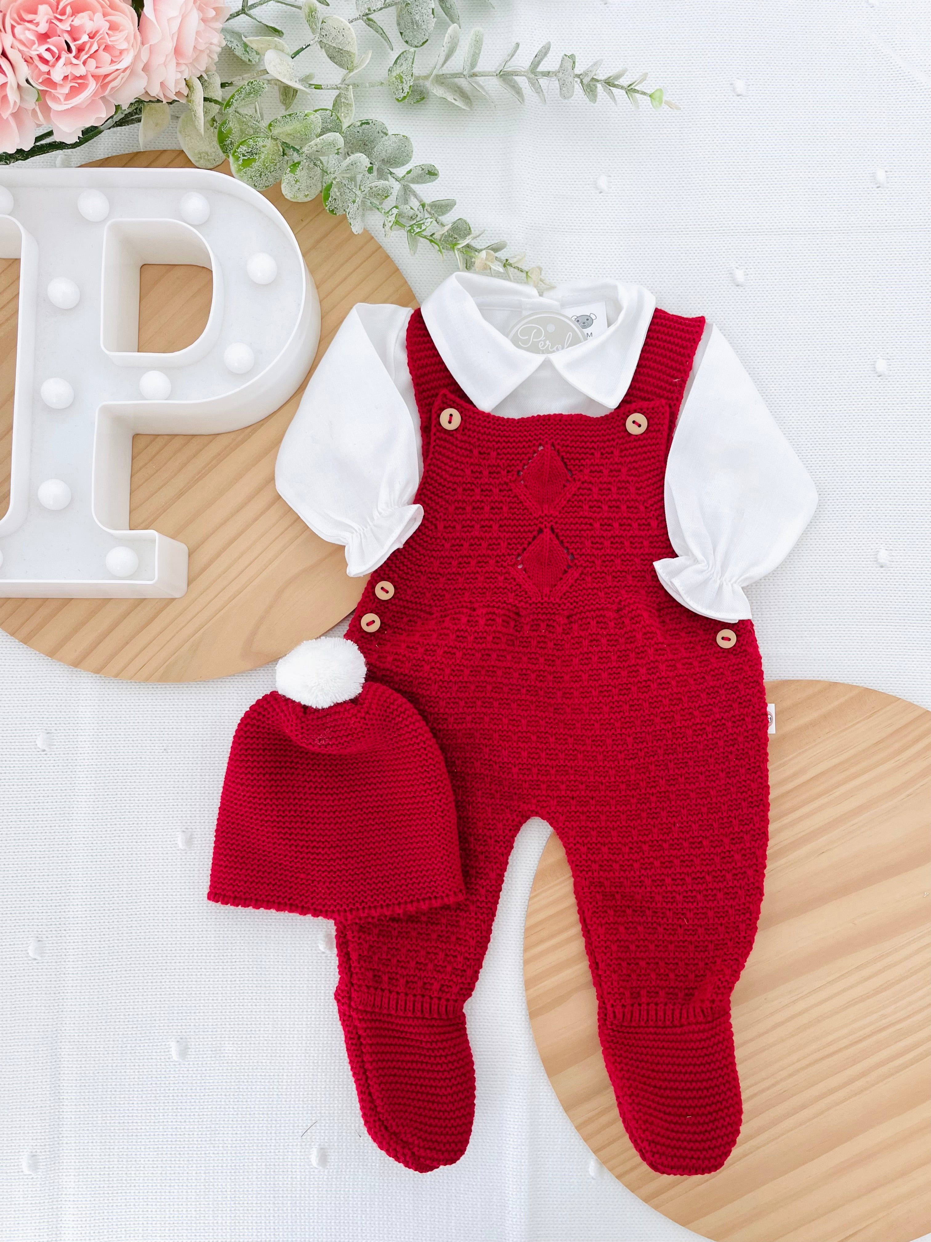 Saída maternidade em vermelho menino- Outono/Inverno