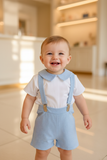 Conjunto Pequeno Príncipe: calções com suspensórios e camisa 3-12M