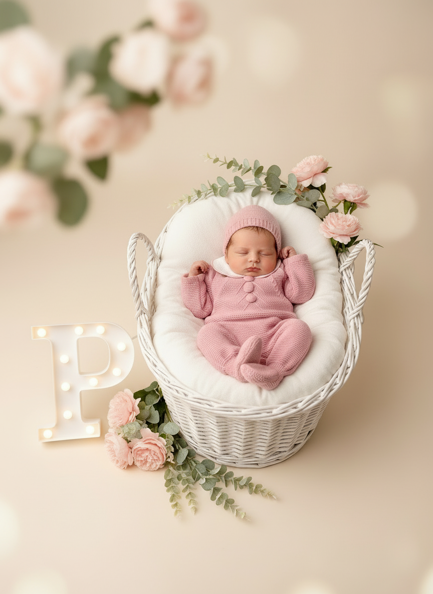 Saída de maternidade bolinhas: jardineiras, camisola e gorro