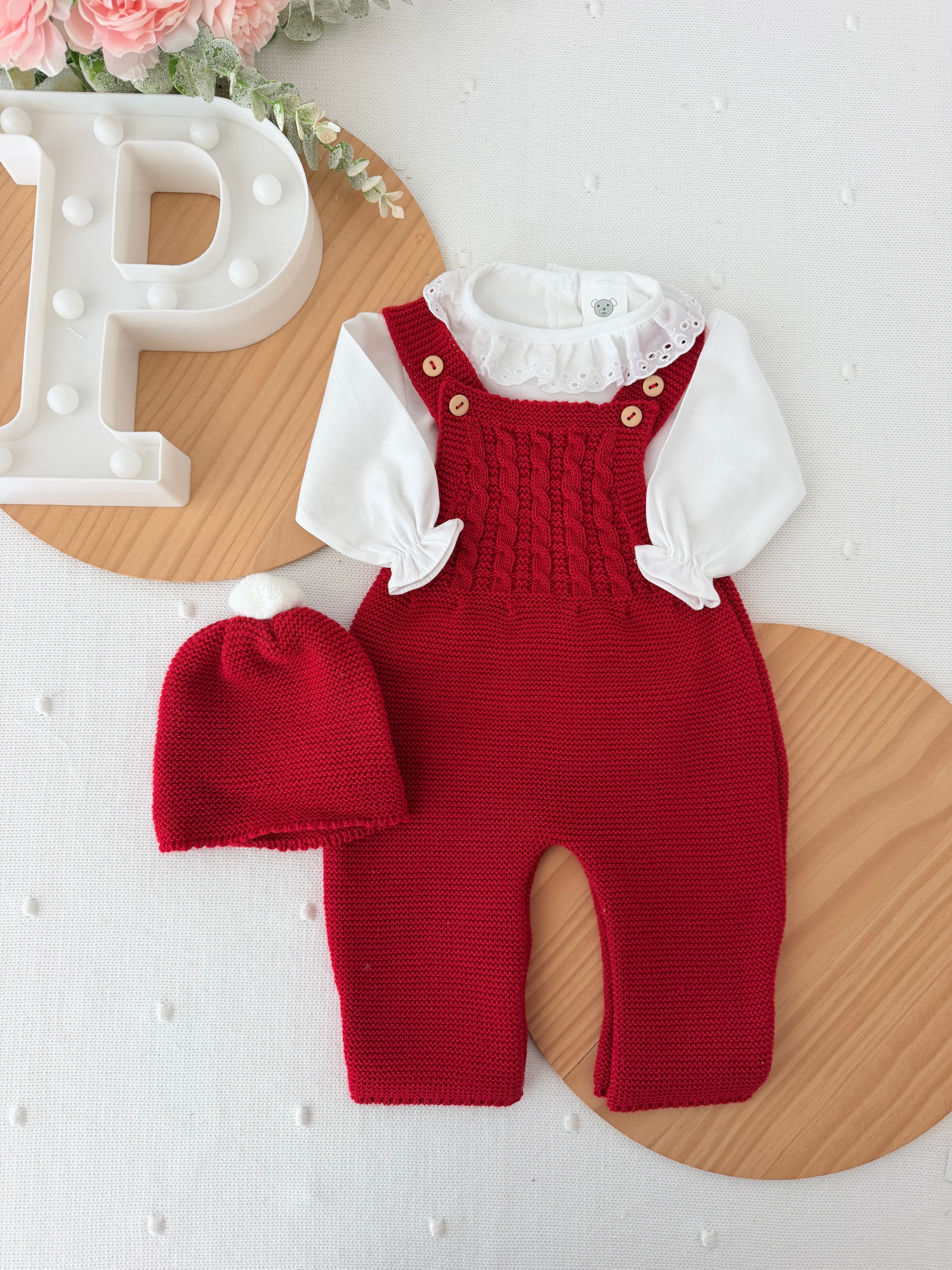 Saída maternidade vermelho menina Outono Inverno