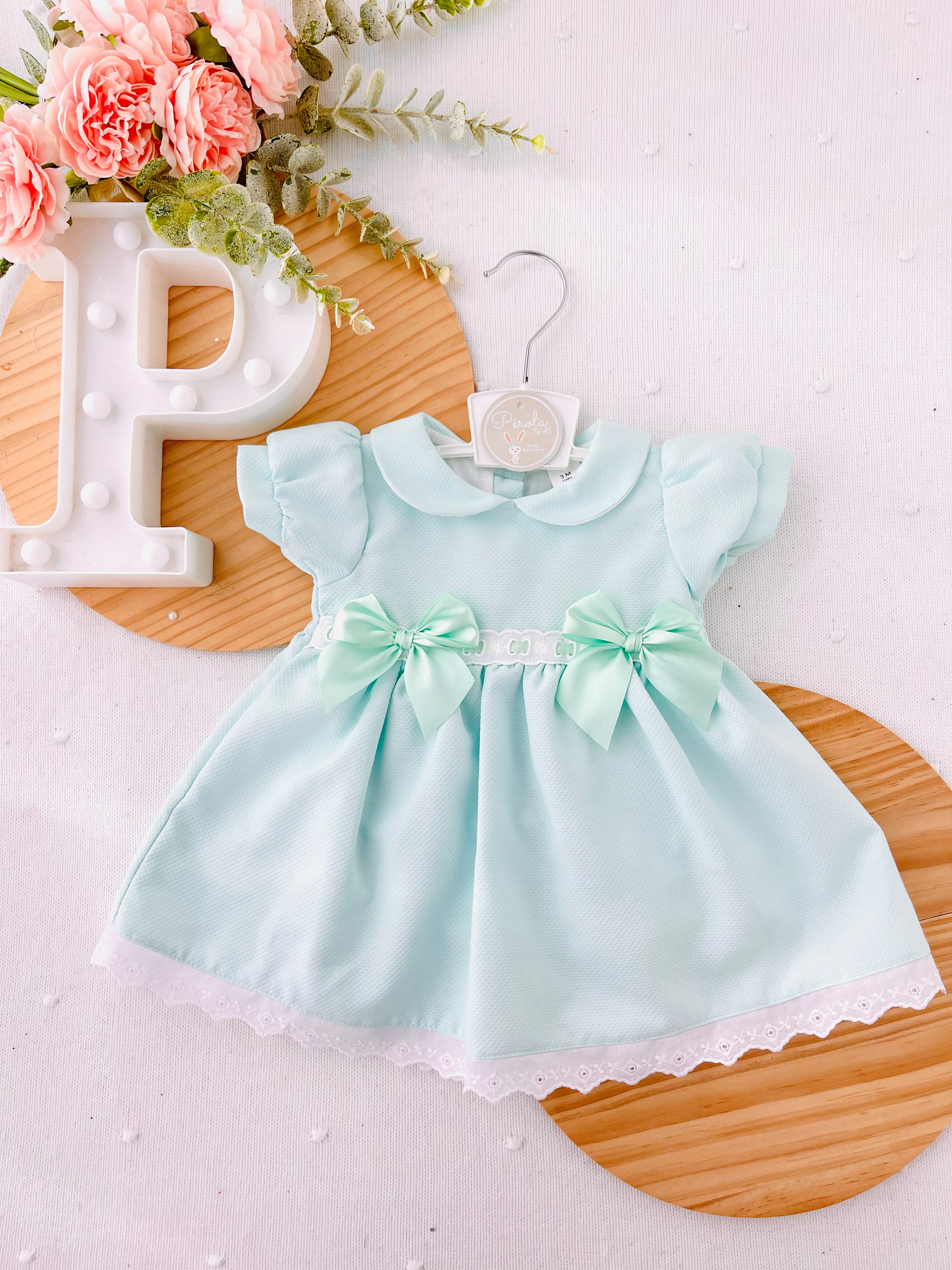Vestido laços verde água