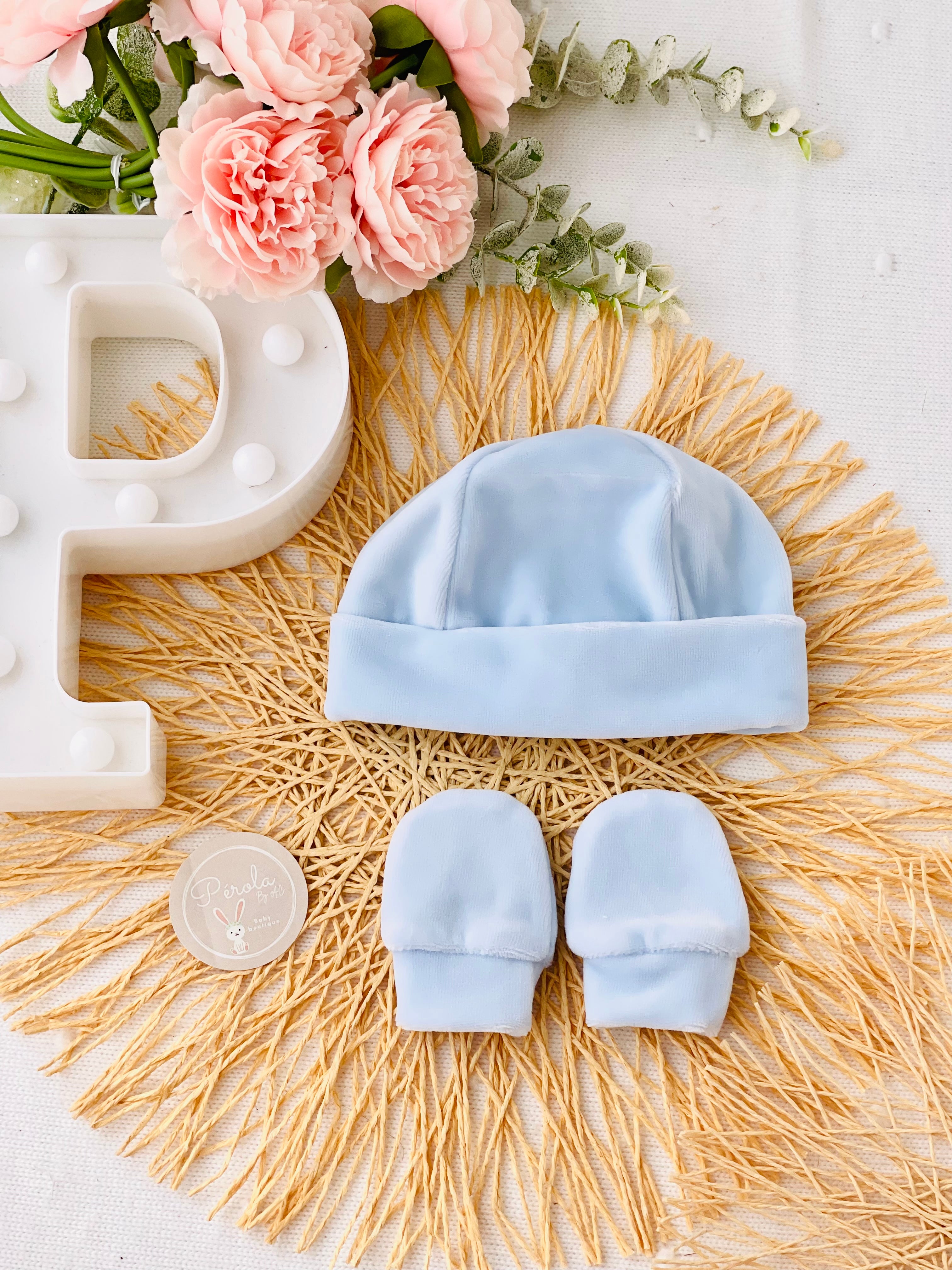 Conjunto gorro e luvas Veludo