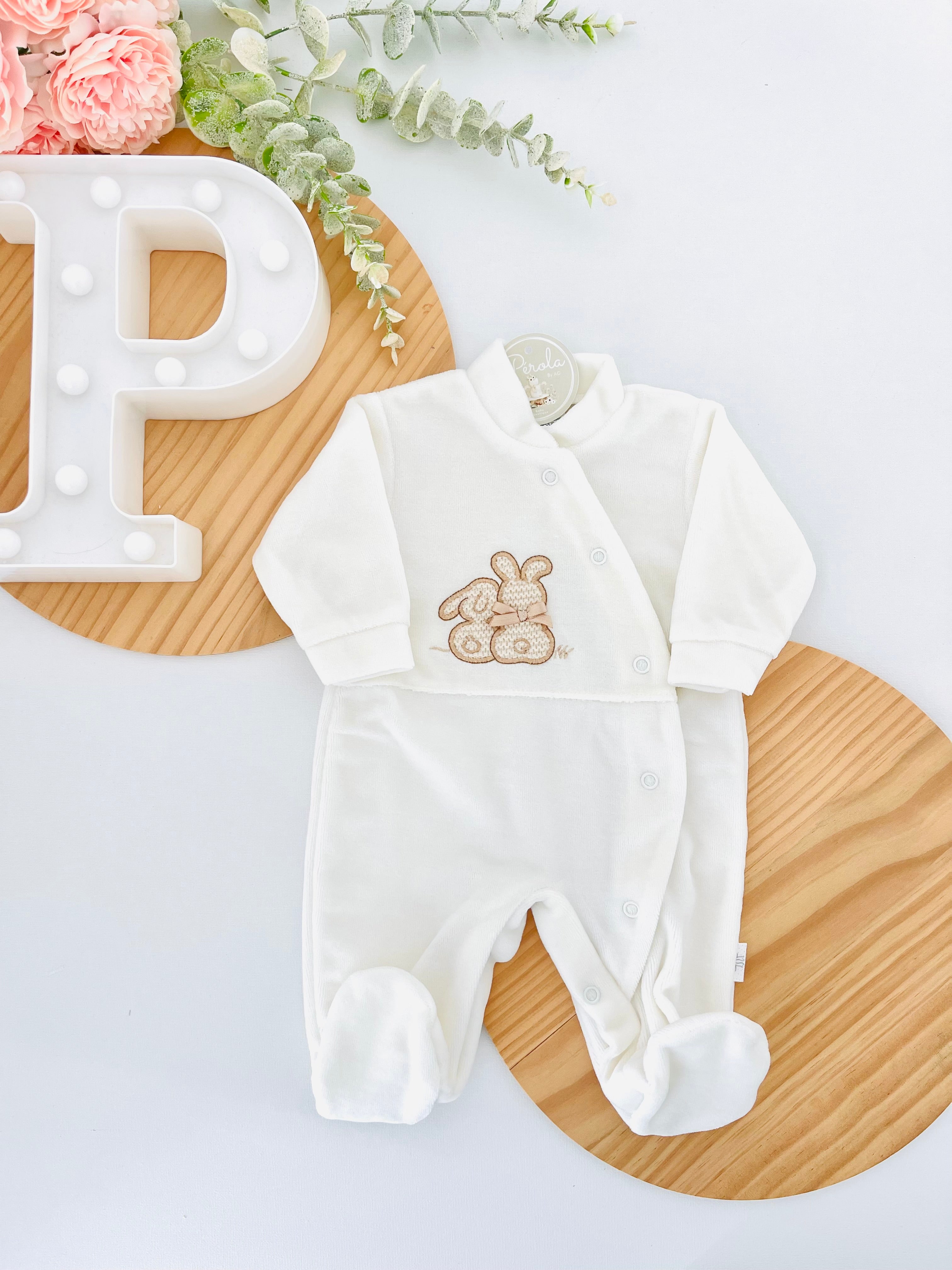 Babygrow tema coelhinhos em malha