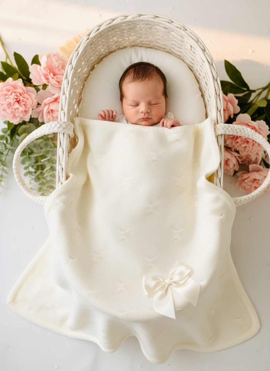 Manta dupla (malha e tecido polar) com laço